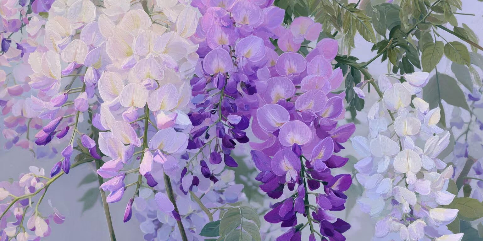 Malen nach Zahlen Erwachsene Blauregen - Paint by Numbers Adult Mit 3 Pinseln und Acrylfarbe - DIY Handgemalt Ölgemälde Kit für Geschenke, Wanddeko und kreative Freizeit Geschenk 60x120cm p-891