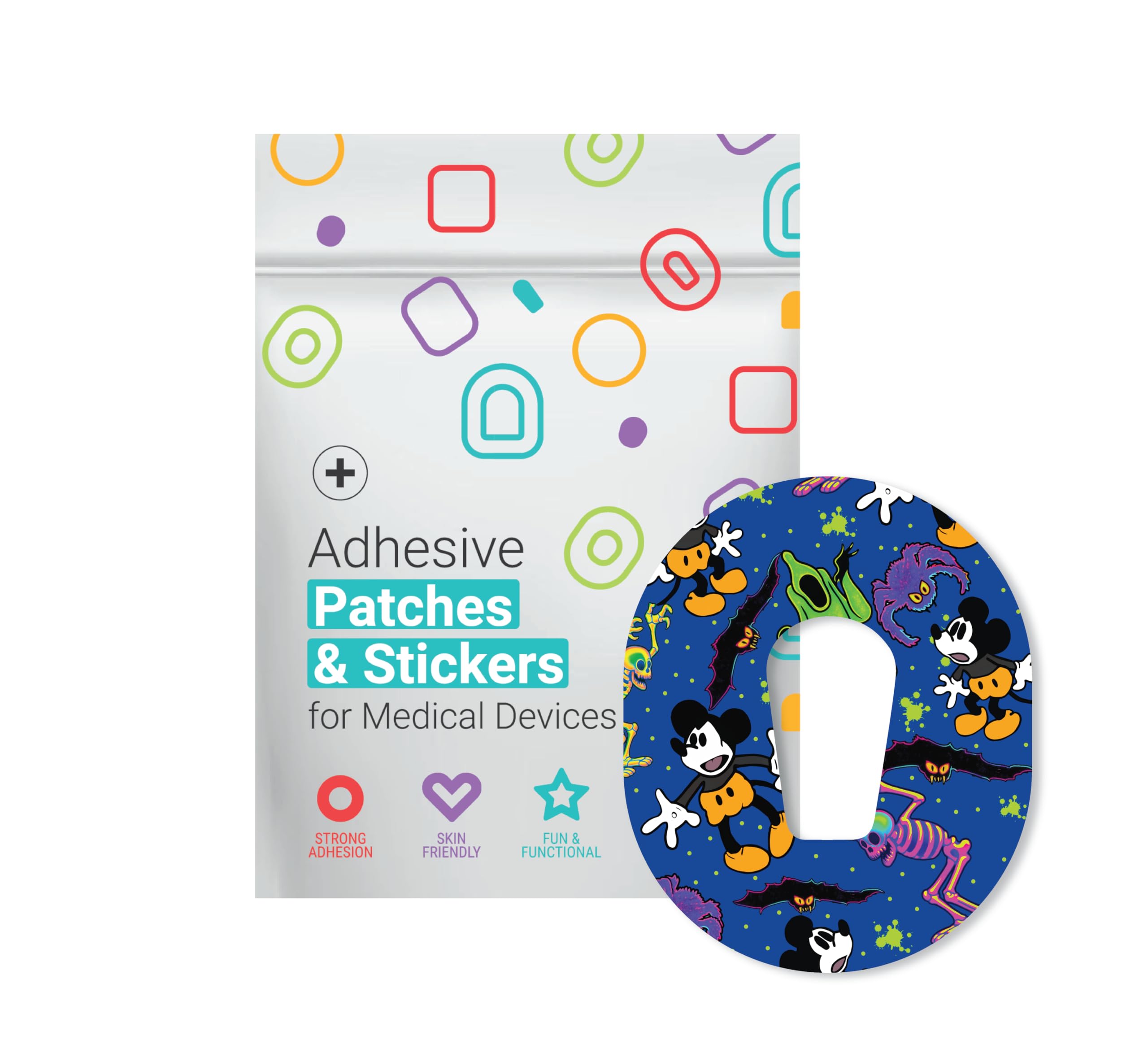 Glucomart Adhesive Patches for Dexcom G6 – 5-Pack Waterproof, Sweatproof CGM Overpatches – Hypoallergenic CGM Patches (Screamboat Willie)