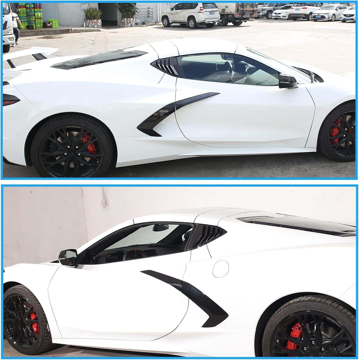 Sekhyna Window Louvers Air Vent Grill Trim Compatible with Chevrolet Corvette C8 Coupe 2020-2026,Rear Side Window Shutter Scoop Sun Rain Shade Cover Trim Accessories,ABS Plastic 2PCS (ABS Carbon)