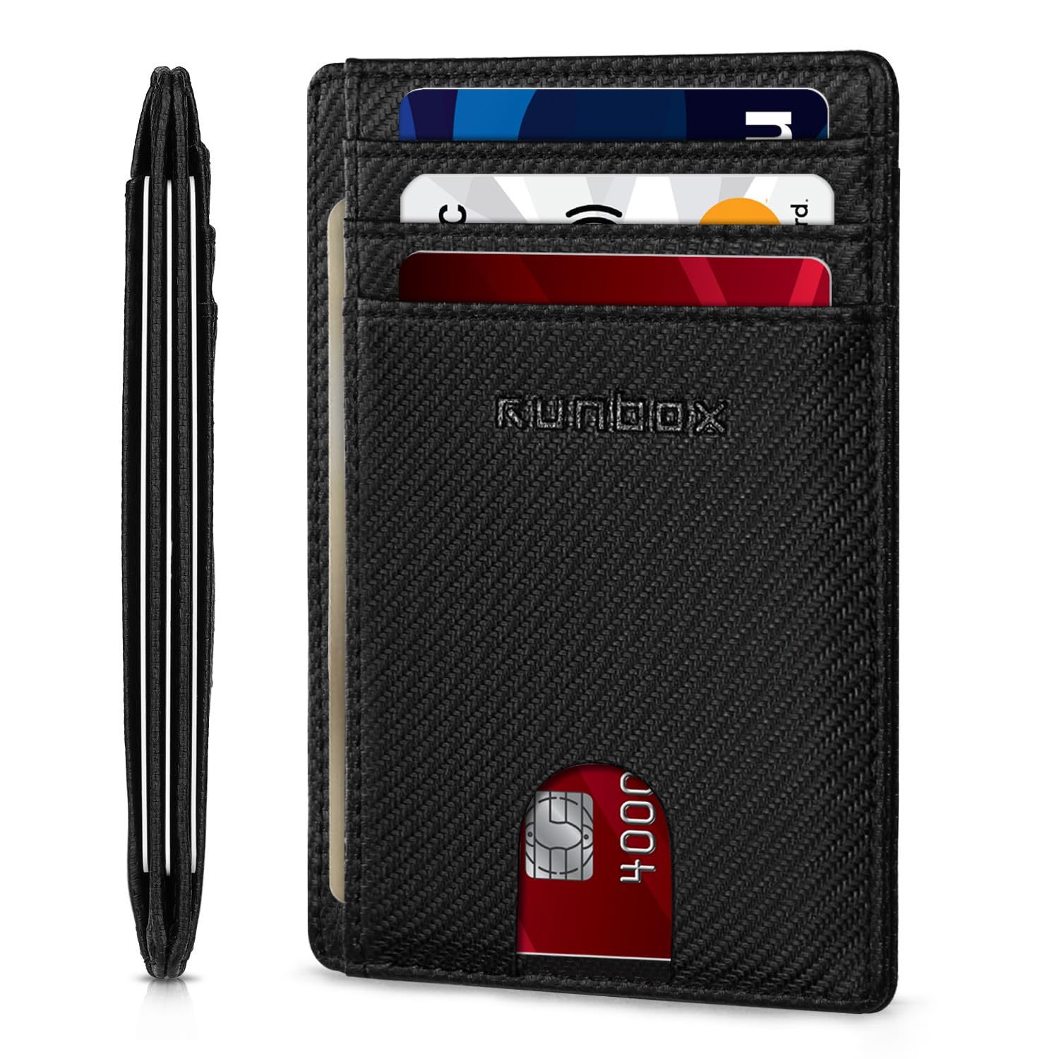 RUNBOX Slim ID Cases Minimalist Front Pocket RFID Blocking Leather Wallets for Men and Women Card Holder Wallets Gifts for men