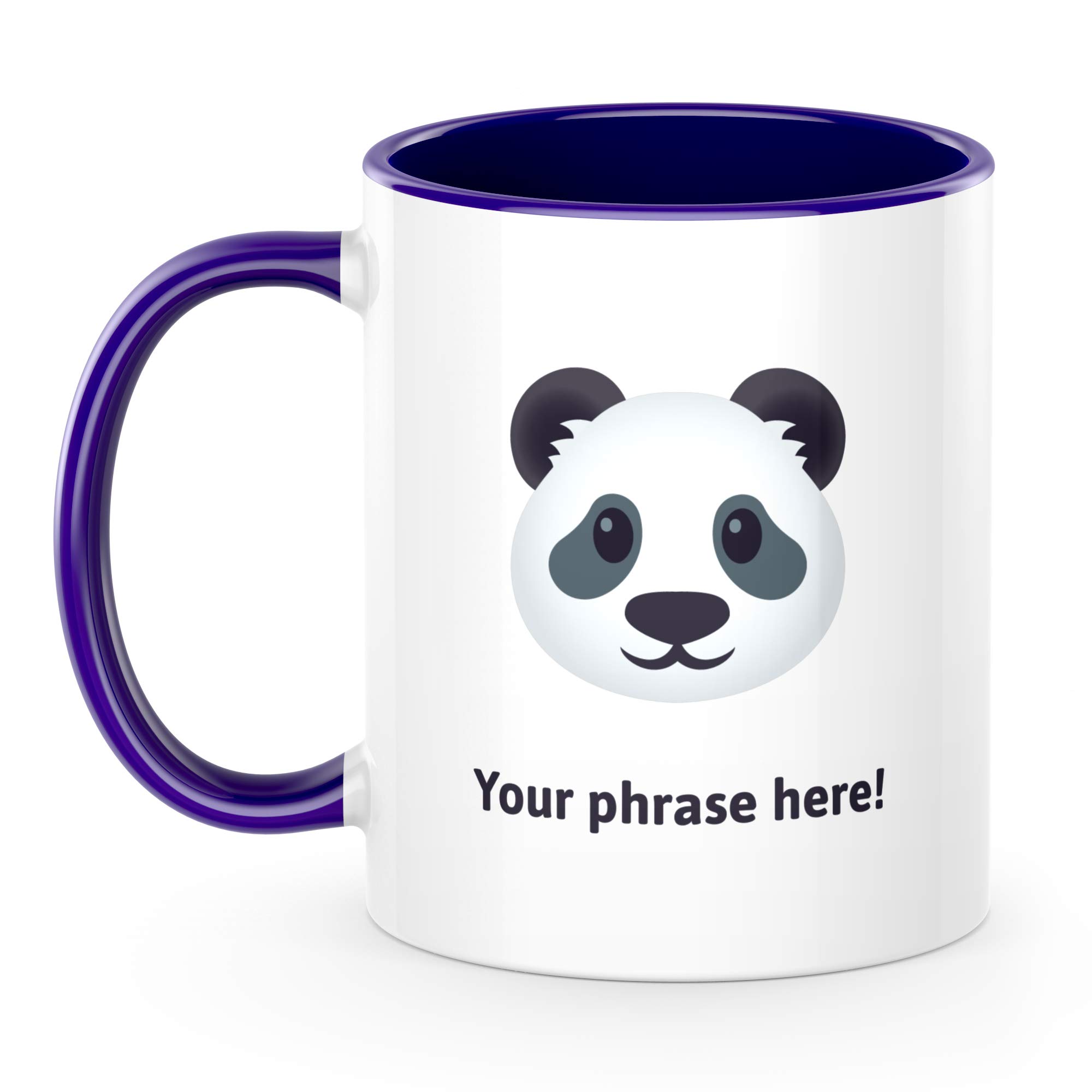 Personalised Emoji 11oz Mug Featuring Panda Face Dark Purple