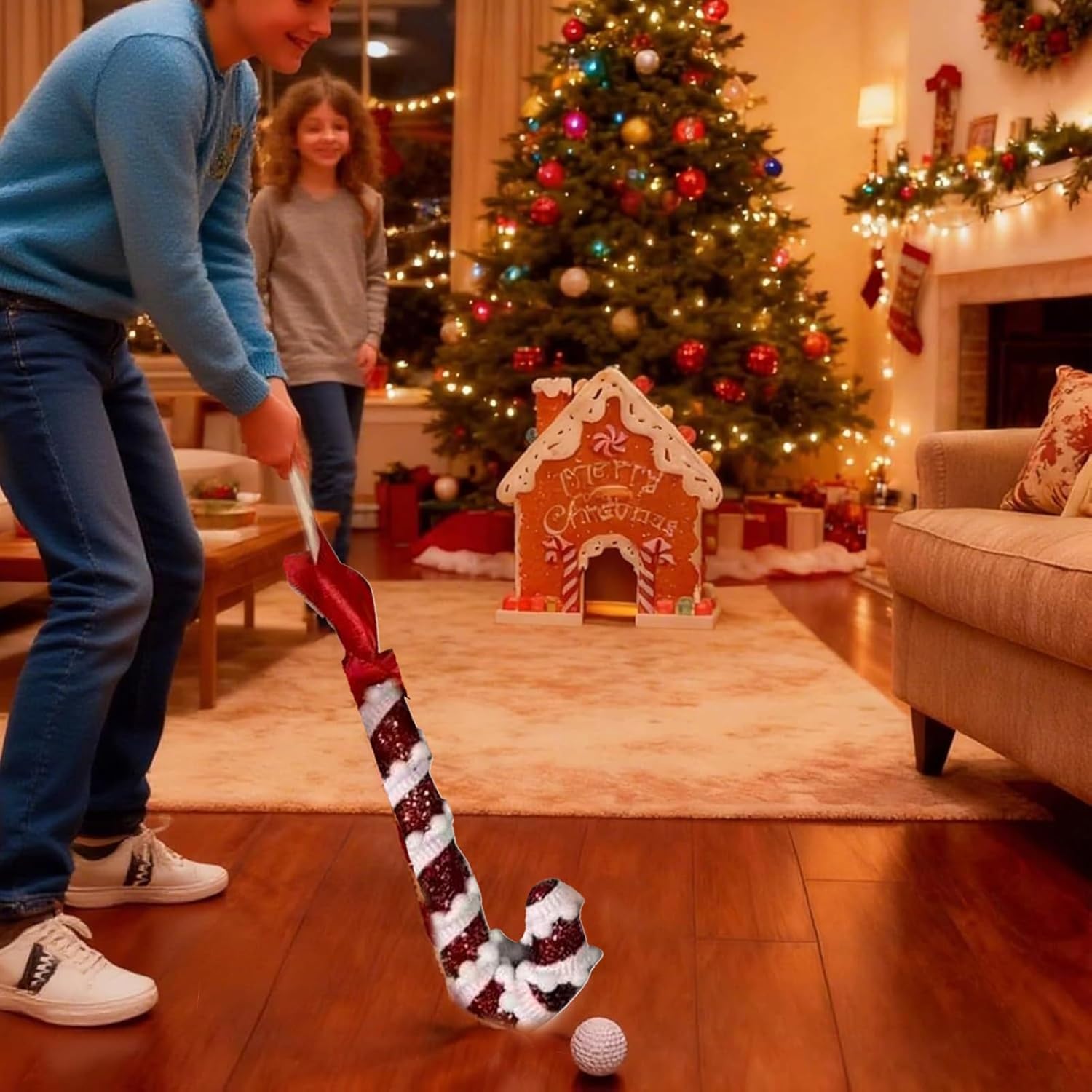 Outdoor Golf Game - Gingerbread House Goal | Gingerbread Golf Game Set - for Fun Laughter Party Holiday Gatherings Room Decorations