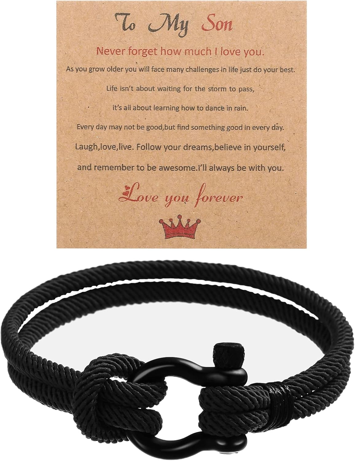 BTTLVZC To My Son Bracelet Gift from Mom with Inspirational Love Quotes Birthday Graduation Love Son Bracelet Gift to Son from Mom Dad: Clothing, Shoes & Jewelry