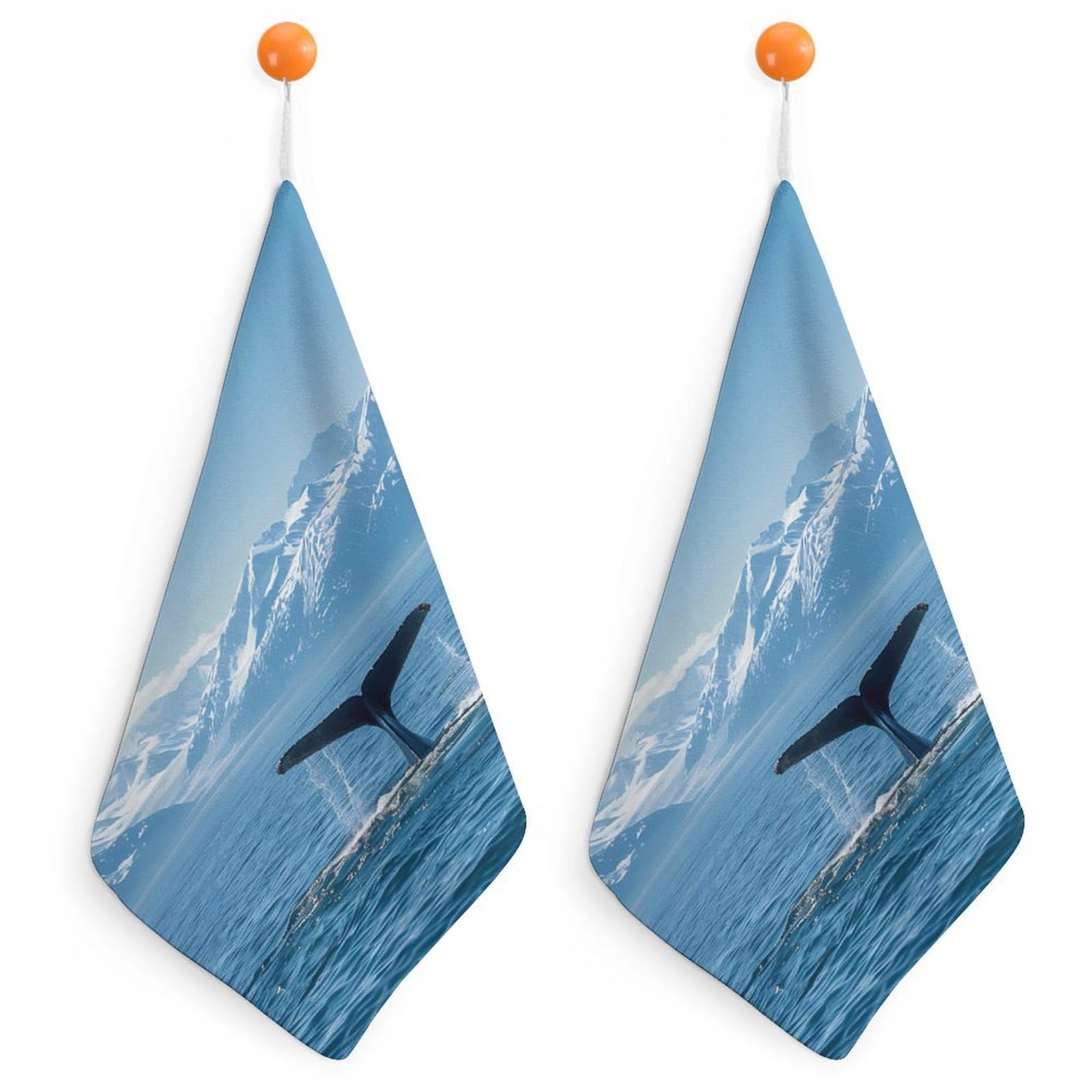 CGSBNGHA U.s.a-Alaska Whale Tail in Mountaines Hand Towel Hanging Face Towels Cleaning Cloths Handkerchief for Bathroom Kitchen