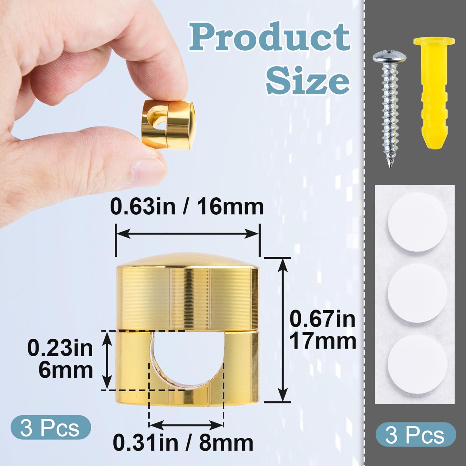 PAGOW 3 Pcs Gold Cable Anchors, Metal Charger and Wire Organizers, Adhesive Cord Clips, Multi-Function Gun Metal Cord Anchors Holder, Cable Management for Desk, Office, Home, Wall