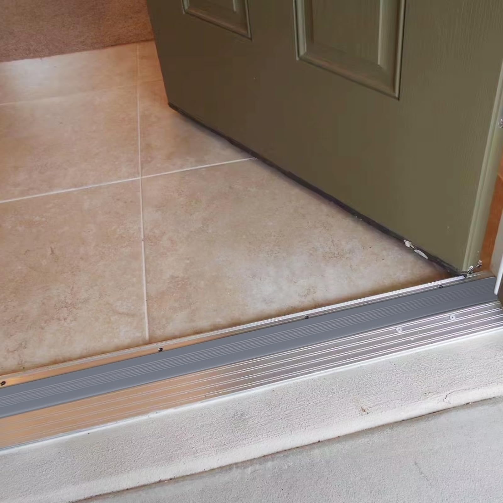 Paquete de 2 sellos de umbral de puerta de 35 pulgadas de vinilo de repuesto para umbrales de aluminio de altura ajustable, tira flexible para puerta delantera exterior (gris)