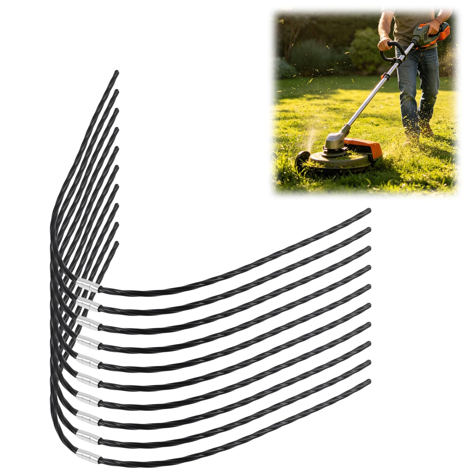 10 Piezas Hilo de Repuesto para Cortadora de Césped, Línea de Recortadora Extrafuerte de 37 cm x 3,5 mm, Compatible con Desbrozadora AFS 23-37, Accesorios de Corte Eficientes