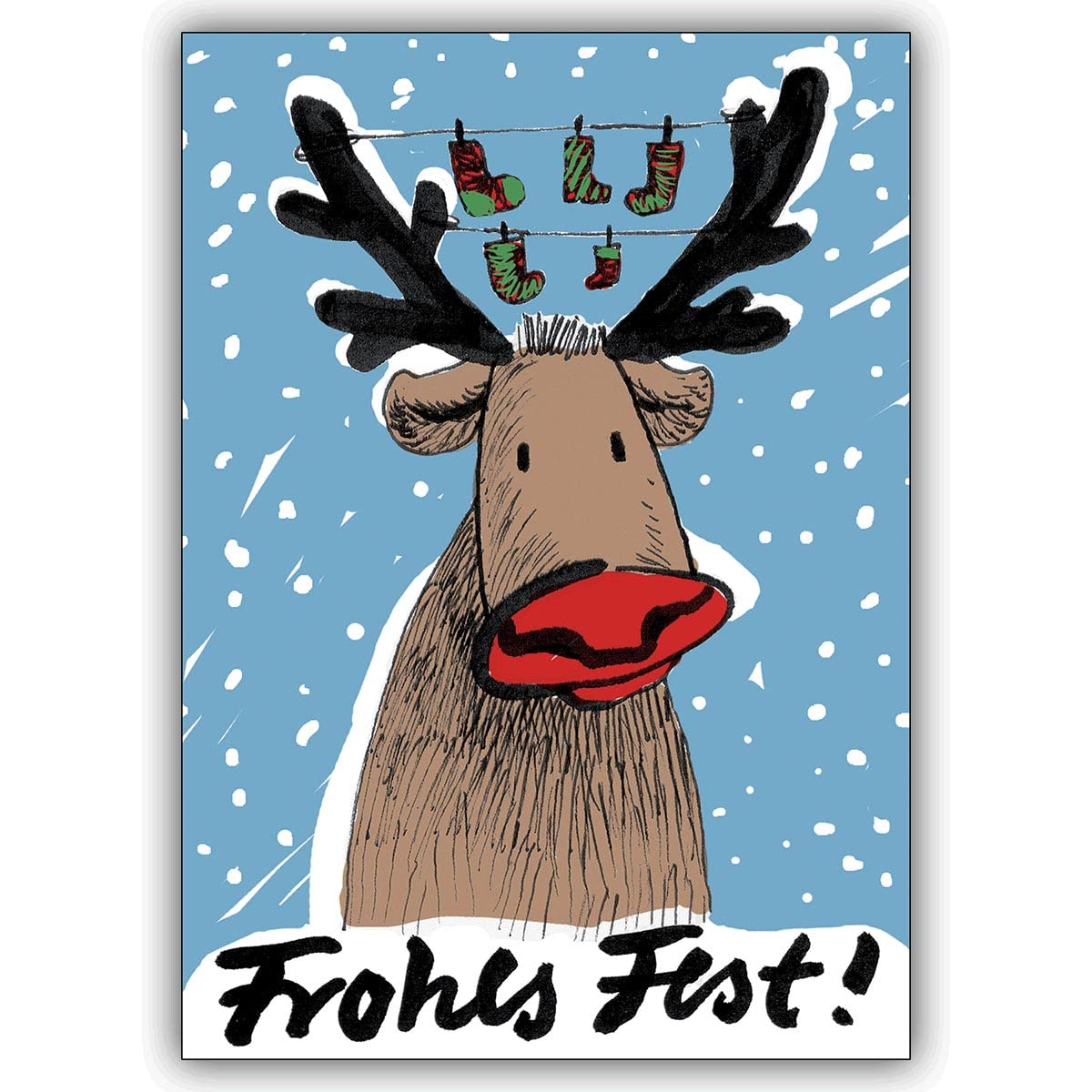 20er Set Nette persönliche Weihnachtskarten mit Weihnachts Rentier, ihr Text innen (Var8) drucken lassen, als Weihnachtsgruß, Neujahrskarte, Silvesterkarte geschäftlich & privat: Frohes Fest