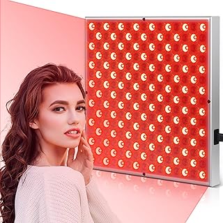 Red-Light-Therapy-Device, Rikimxin 45W 225 LEDs Panel Deep 660nm and Near Infrared 850nm Therapy LED Light Combo for Face Body Skin Beauty, 12.2 X 12.2in