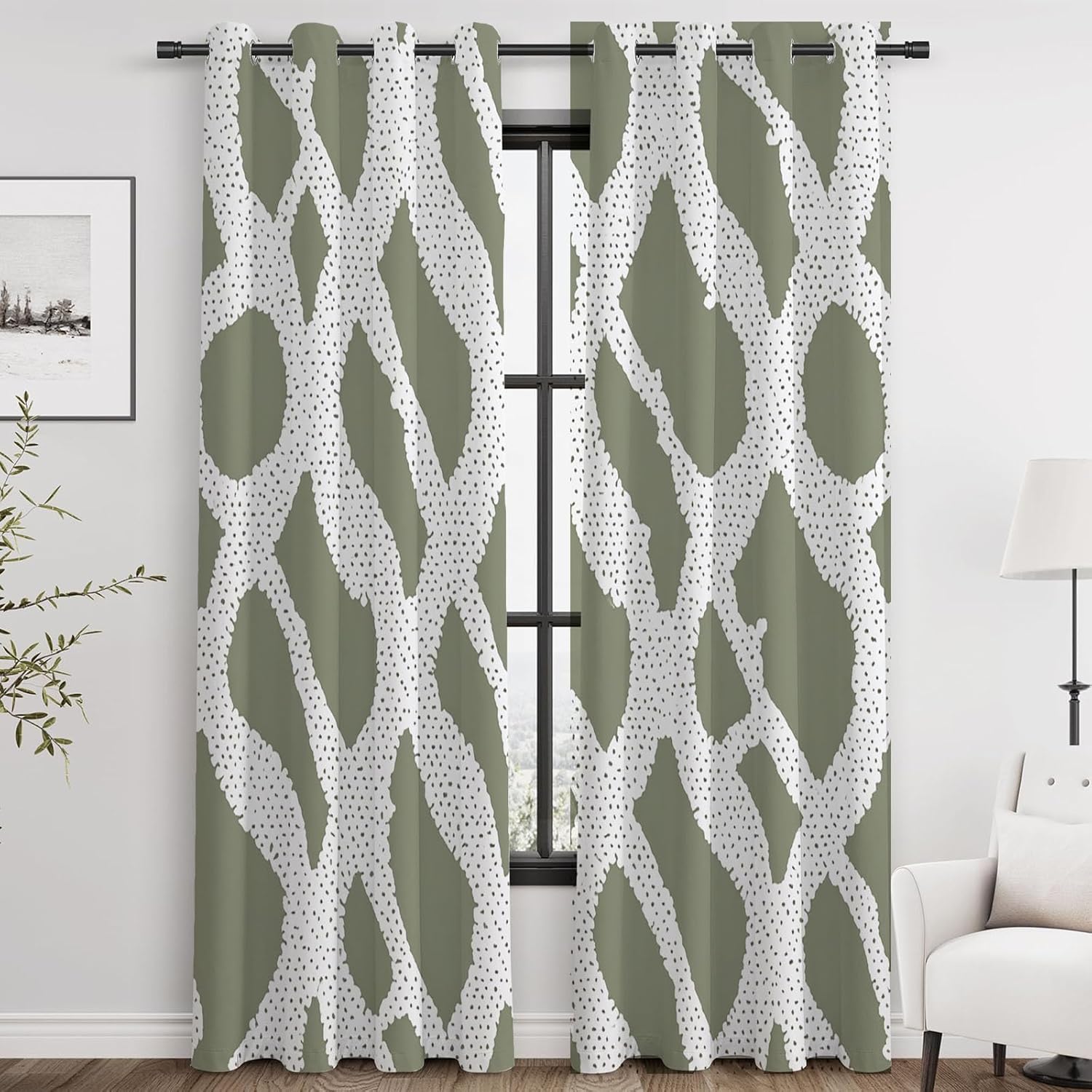 Landscape Window Curtains Theme Print Window Drapes Decor for Living Room Bedroom Nursery, 2 Panels(Grey 48)-42"x72"x2
