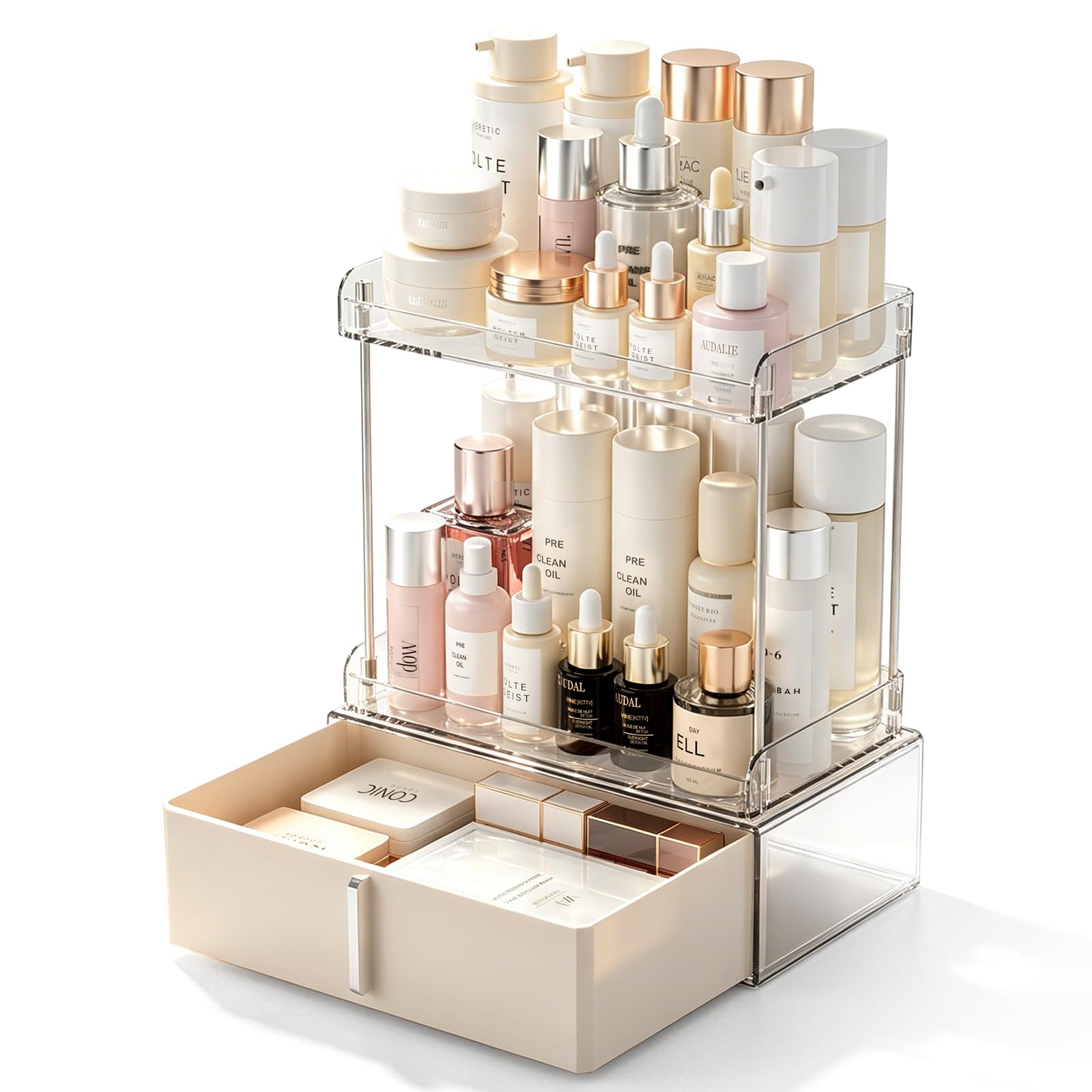 �️ 4-Tier Makeup Organizer Bathroom Countertop Storage White — beauty deal on Shopping With Noya