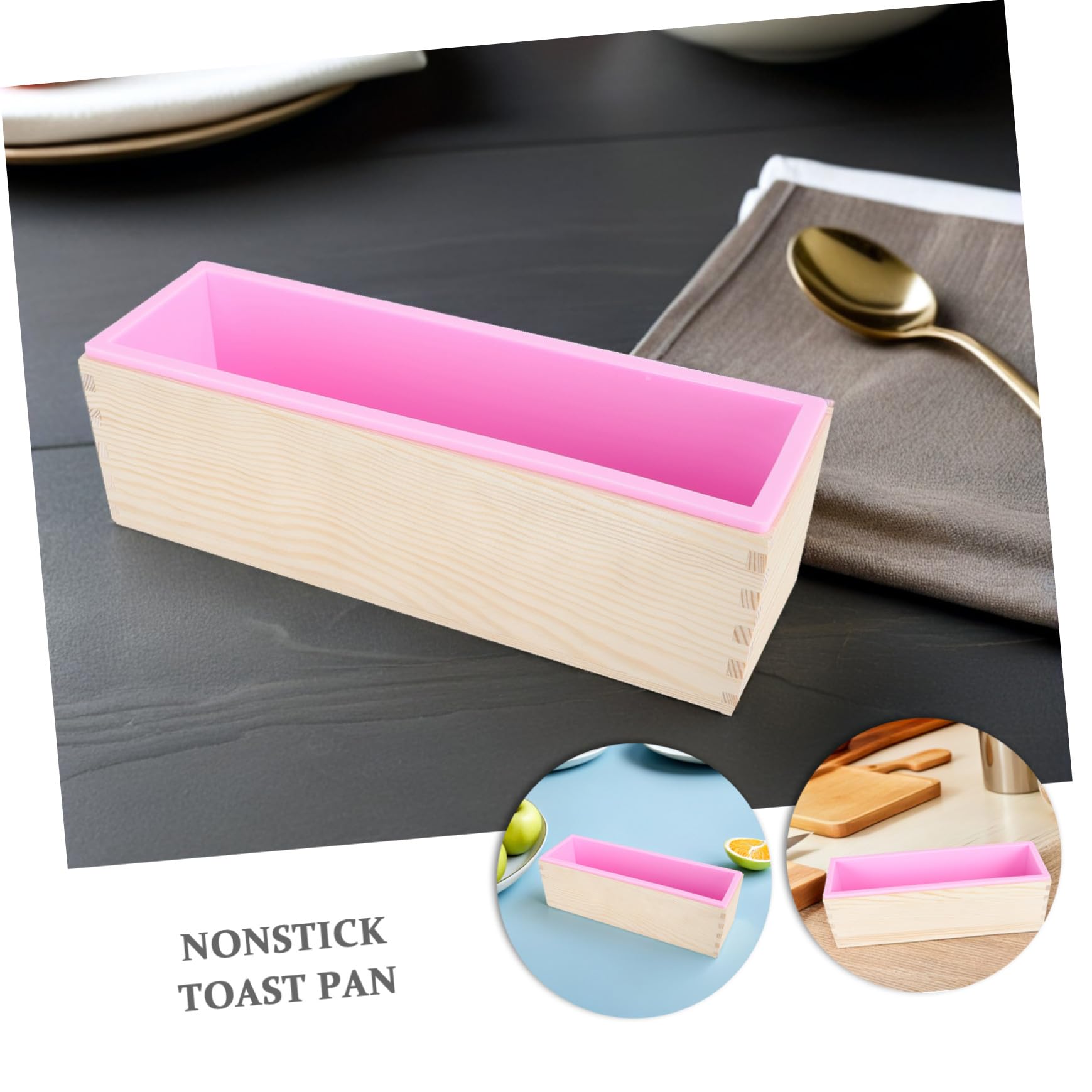 Gadpiparty Rechteckige Brotbackform aus Holz mit Deckel Antihaftbeschichtete Kastenform für Toastbrot und Sauerteig Multifunktionale Silikon-toastform für Backofengebrauch und Einfache