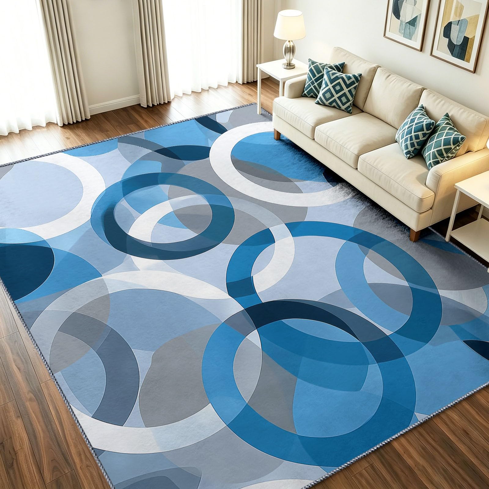 Tapis intérieur bleu lavable résistant aux pas pour entrée et cuisine