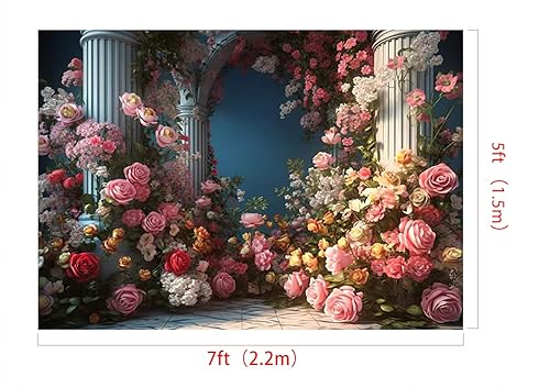 Miniatura 2 de Kate Fondo de fotos con arco de columnas romanas de 7 x 5 pies, decoración real, boda, recepción, fiesta de cumpleaños, tela impresa sin costuras