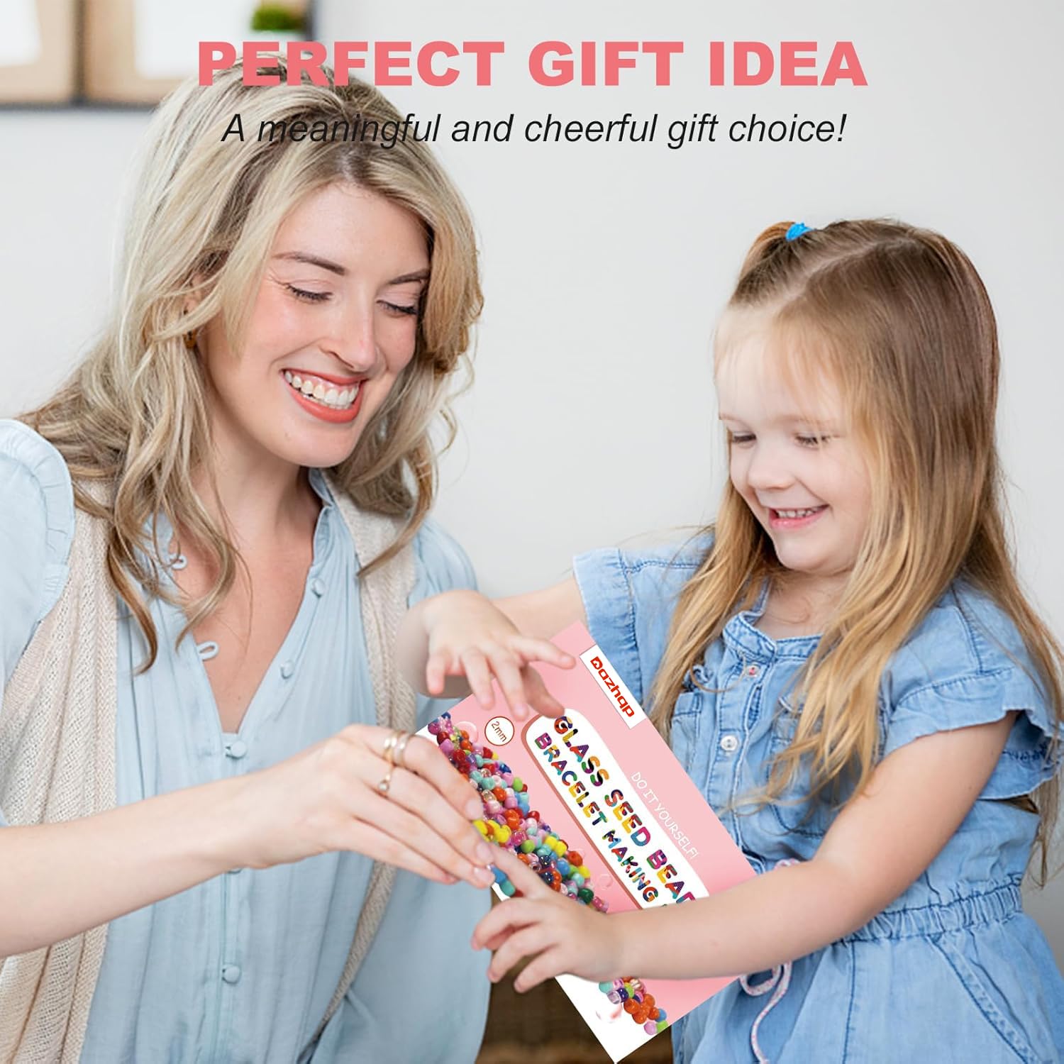 Dazhqp 46000 pcs 2mm Glass Seed Beads for Jewelry Bracelet Making Kit, Small Friendship Bracelet Kit, Tiny Waist Beads with Letter Beads and Elastic String, DIY Art Craft Girls Gifts