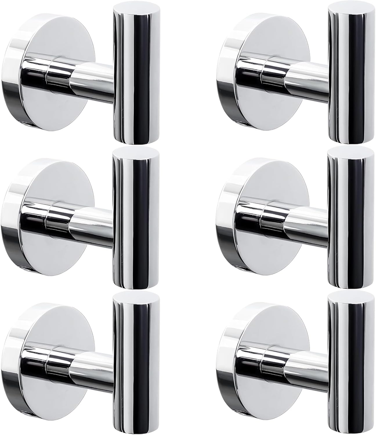 Kruodop Towel Hooks for Bathroom,6 Packs Wall Mount Towel Holder,Black Matte Wall Robe Hook,Stainless Steel Heavy Duty Door Hanger Towel Hook for Kitchen, Bedroom,Hotel,Pool,Coats