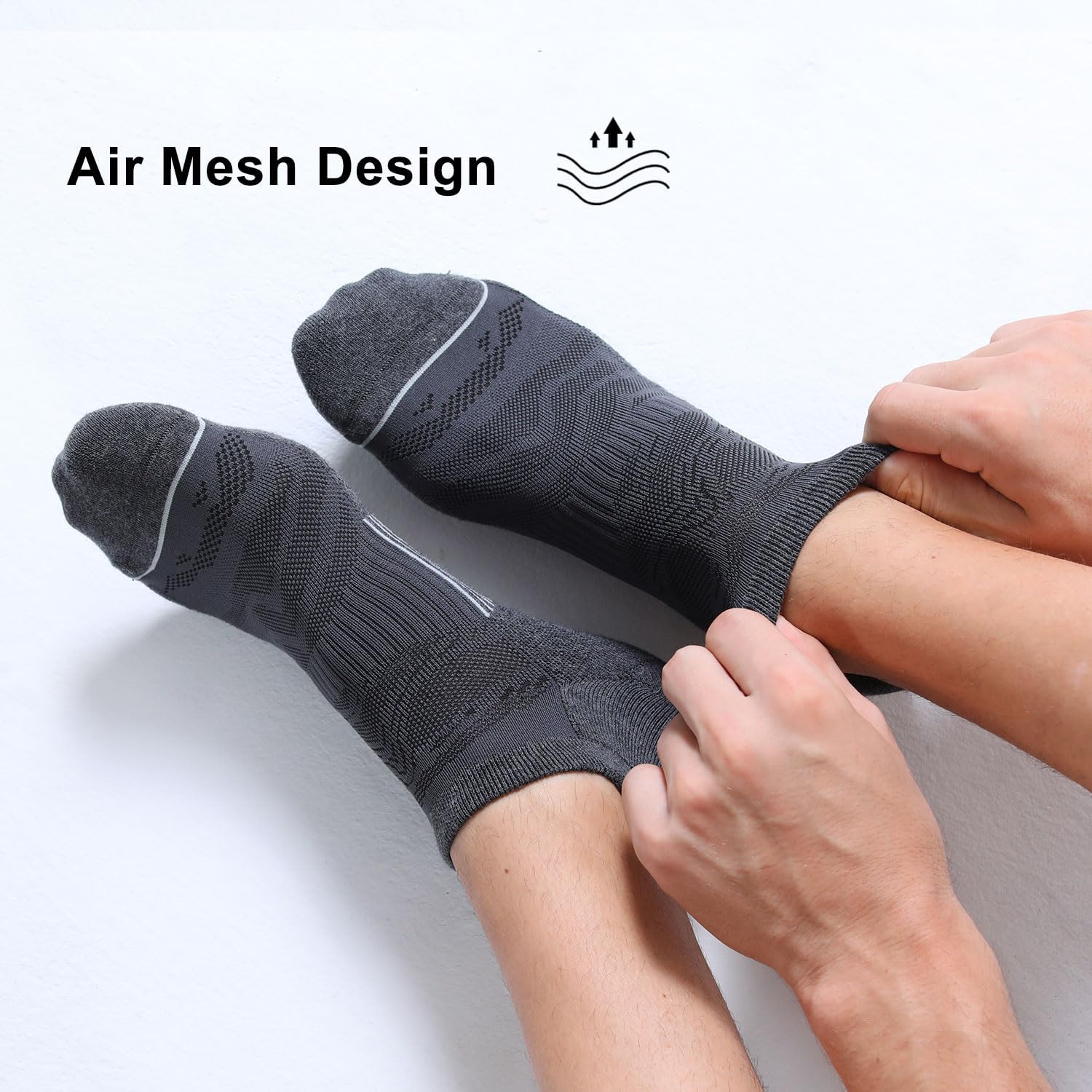 FITRELL 6 Pack Men's Ankle Running Socks Low Cut Cushioned Athletic Sports Socks 7-9/9-12/12-15 - Image 5