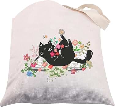 CMNIM Cat Tote Bag Cute Cat Gifts for Cat Lover Canvas Tote