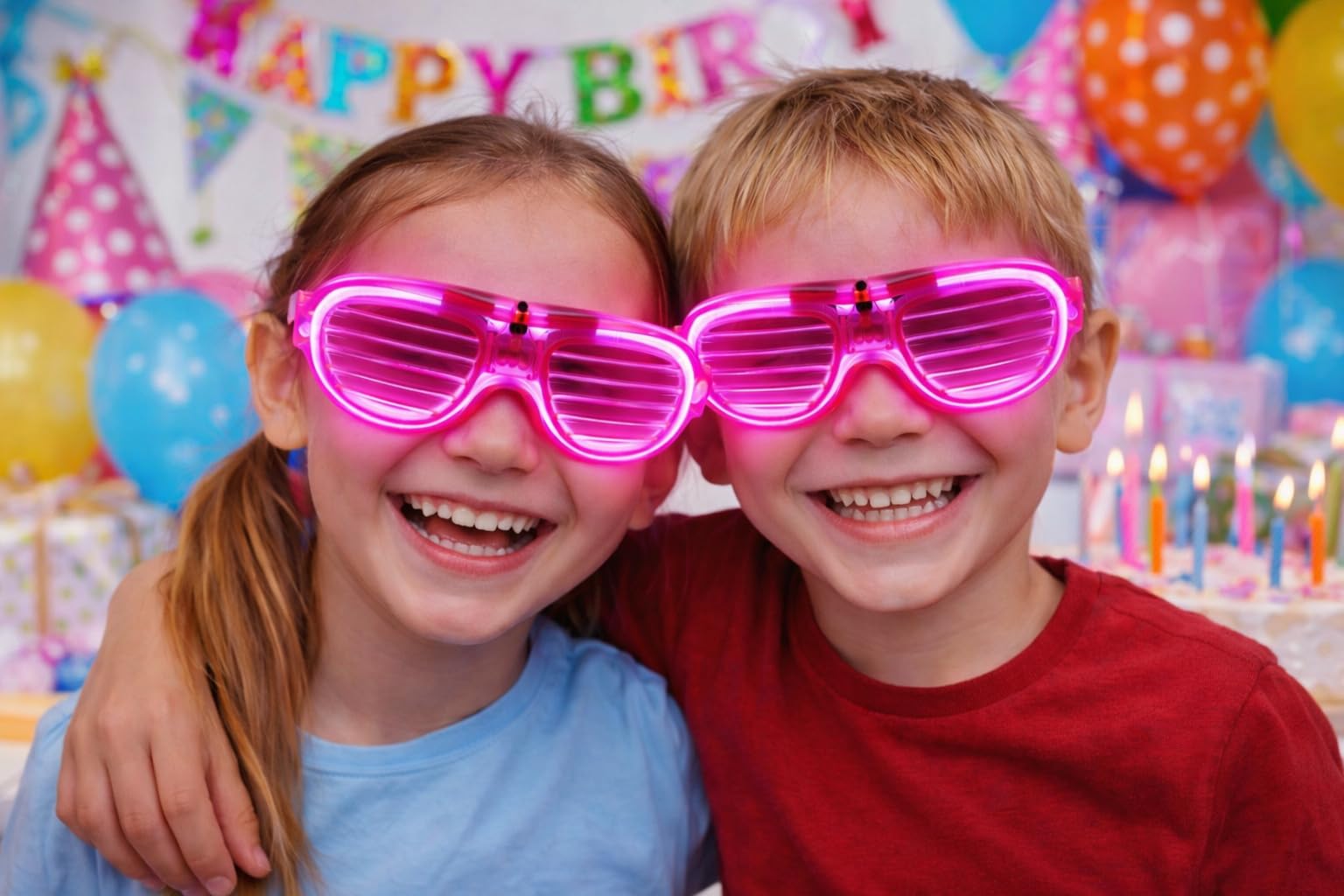 Fun Affairs 3 Mode Light Up Glasses Flashing Led Sunglasses Shutter Shades Cool Sunglasses Glow in dark Party for Adults Teens, Adults Birthday Fun 1 Pc, Pink 2
