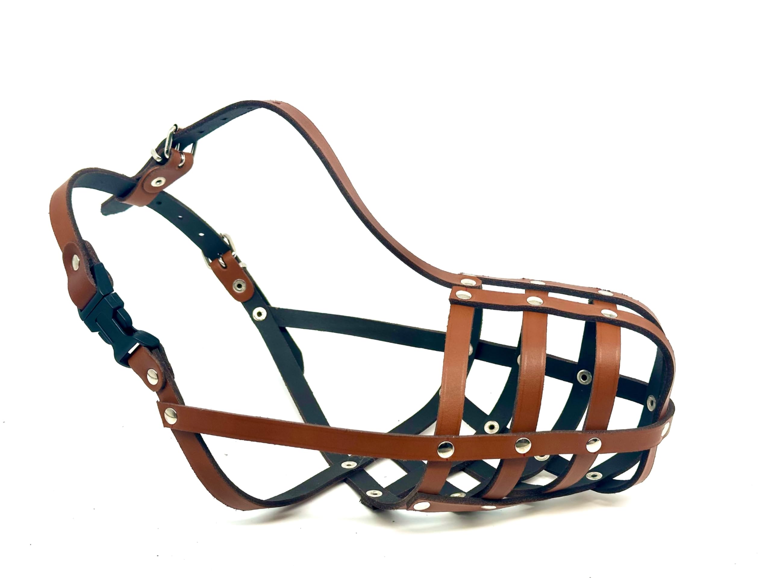 L&J Pets Uk Light Genuine leather Dog Muzzle for English Bull Terrier and other similar snout