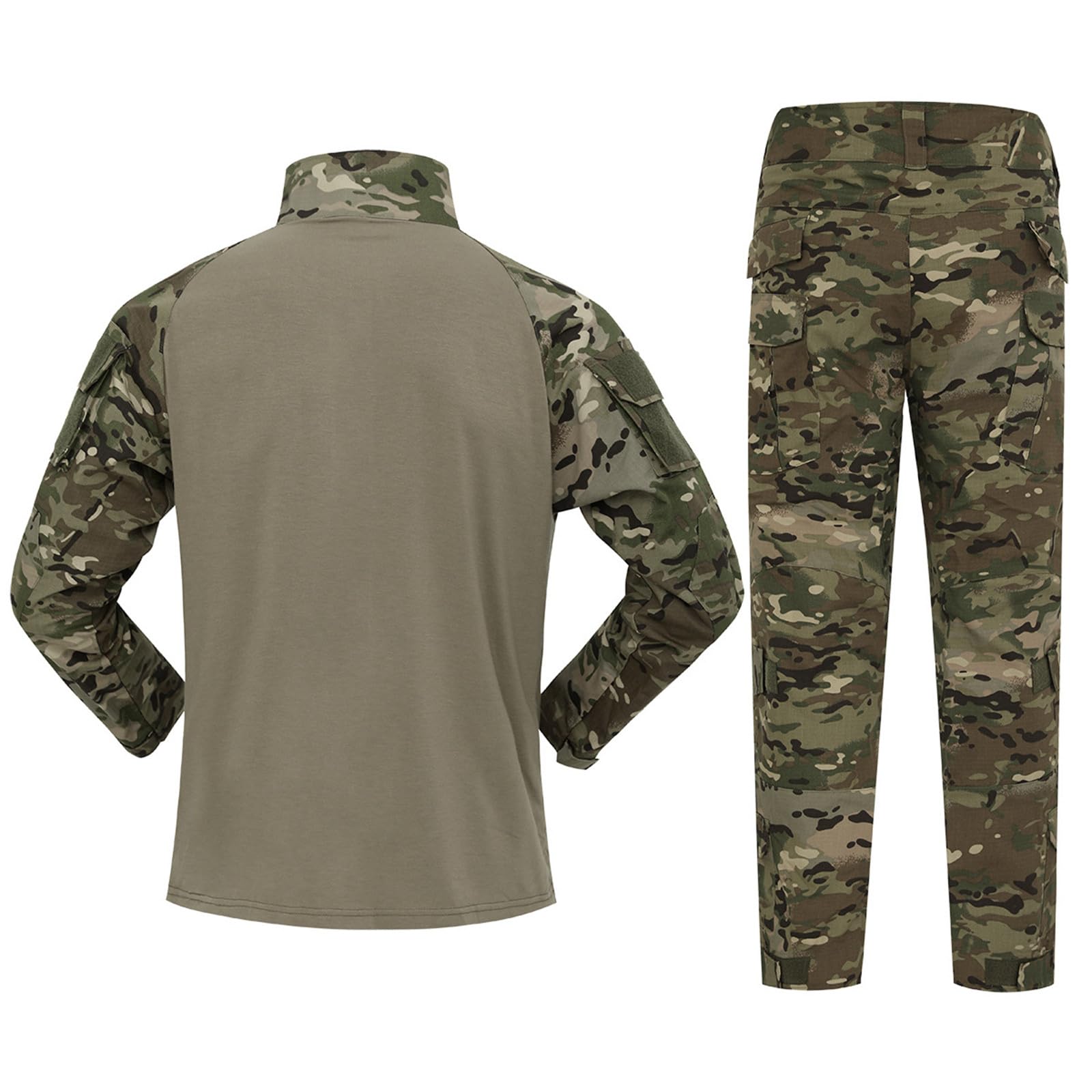 Airsoft Tarnanzug Herren Paintball Combat Shirt Taktische Hose Langärmlige mit 1/4 Reißverschluss Militär Anzug Outdoor Camouflage Jagdbekleidung