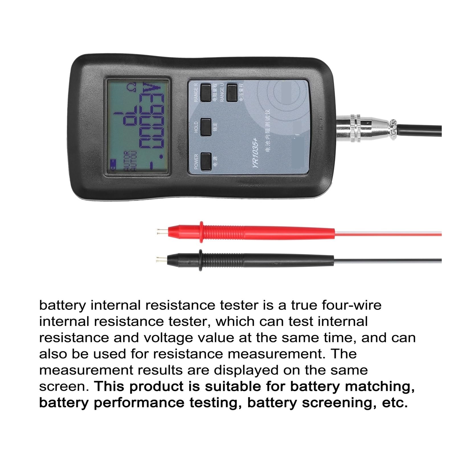 Tester per batteria auto, 4 fili YR1035 + / YR1030 + Batteria al litio veloce ad alta precisione Strumento di prova resistenza interna Gruppo veicoli elettrici(YR1030 PLUS)