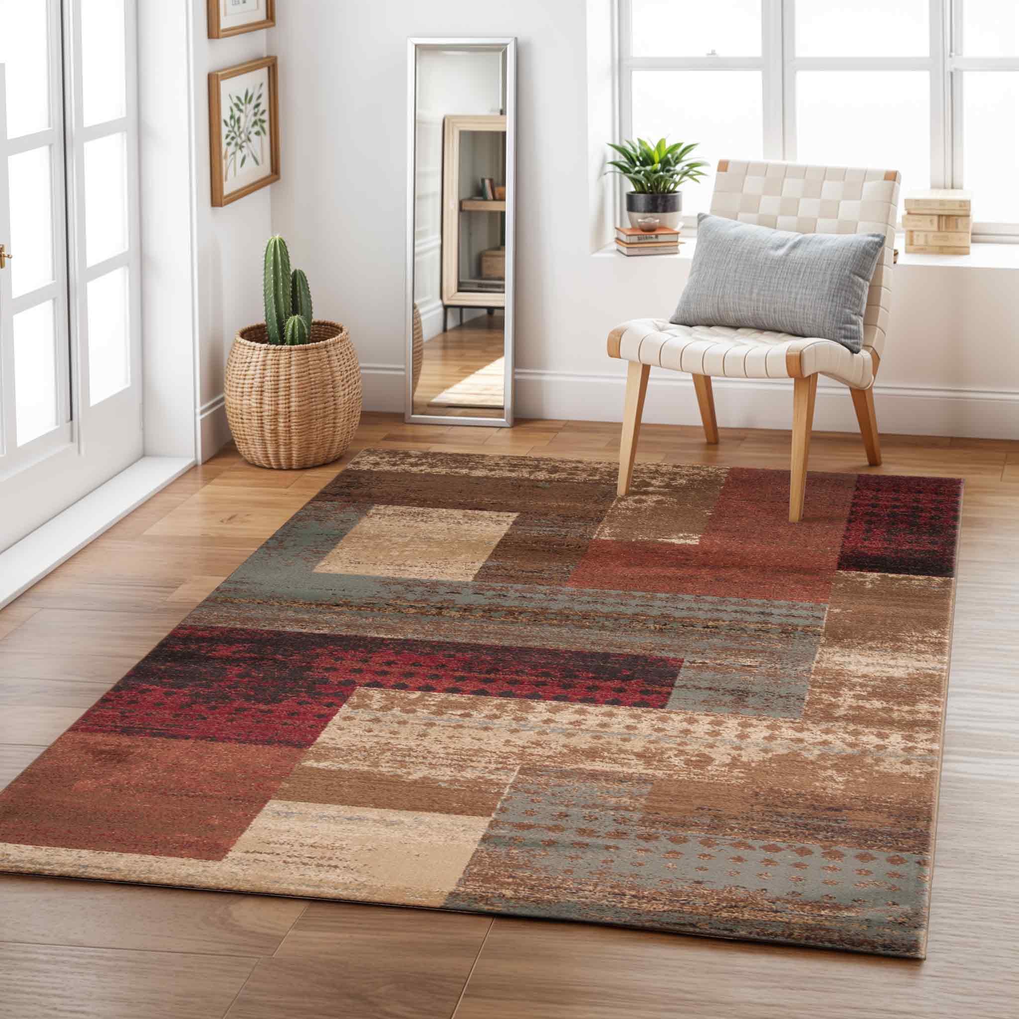 Livabliss Shama Licourt Abstract Marble Runner 80x220 cm – Modern Design for Hallway & Dining Area, Soft Medium Pile, Brown, Red, Grey & Black
