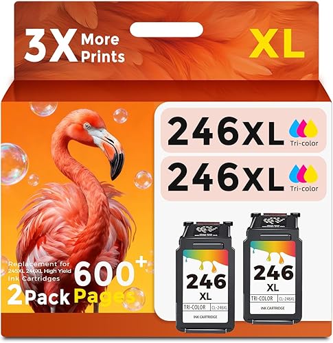 Cartucho de tinta remanufacturado de repuesto para Canon 245XL Color 246XL 245 246 CL246 XL (Tricolor, 2 unidades) a MX490 MX492 MG2522 TS3100