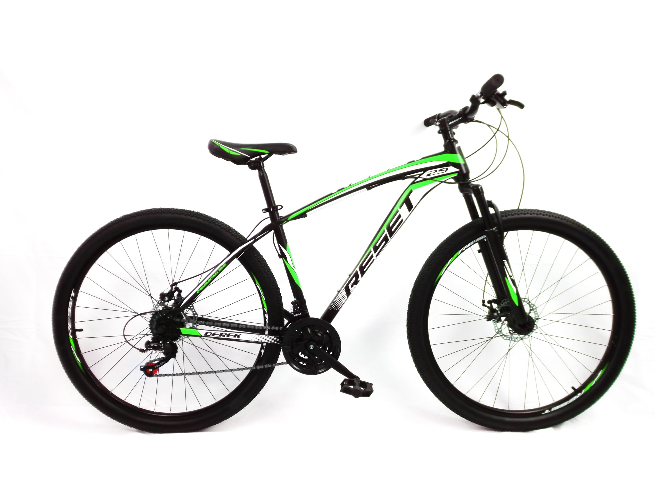 Generico Bicicletta Mountain Bike MTB Ragazzo 29" 21V in Acciaio Nero e Verde Fluo