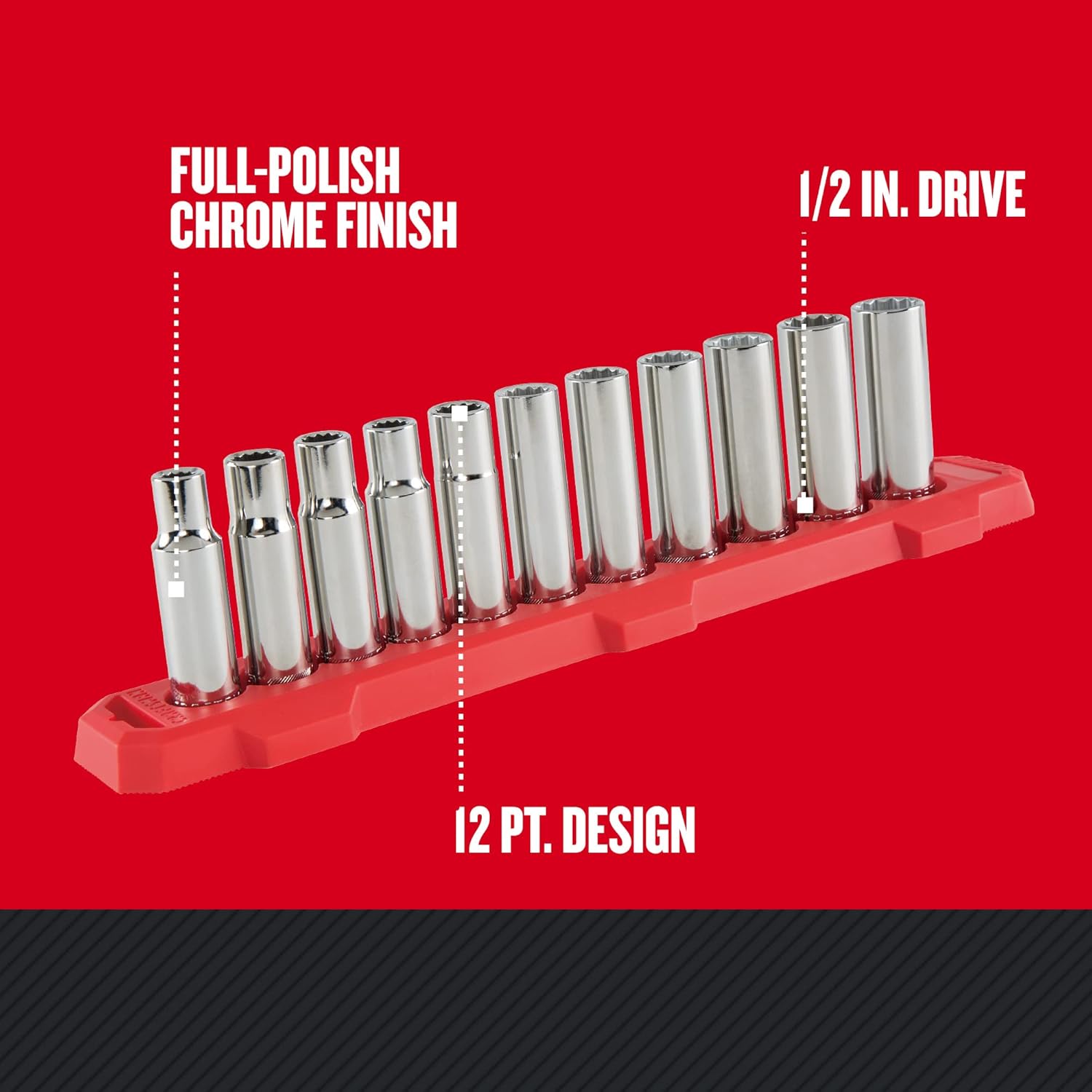 CRAFTSMAN Deep Socket Set, 1/2-Inch Drive, Metric, 11-Piece (CMMT12049) - - 