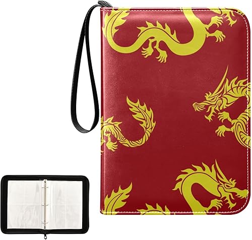 Carpeta de tarjetas de dragones amarillos con 400 bolsillos, carpeta de almacenamiento de tarjetas intercambiables, álbum con mangas, cremallera