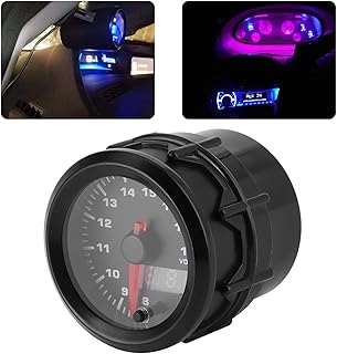 Volt Voltmeter Gauge, Digital Voltage Gauge Pointed Voltmeter 52mm/2in 7 Colors LED Universal for 12V Racing Car