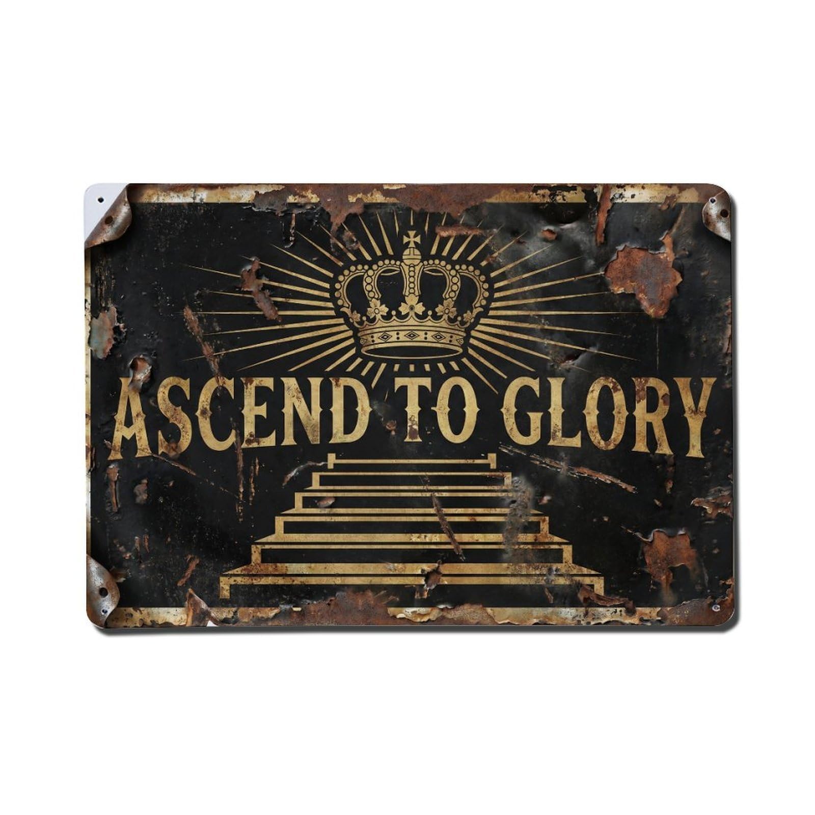 Ascend to Glory Victory Retro Motivational Slogans Vintage Metal Tin Sign Wall Decor for Cafe, Club, Garden Metal Poster 8x12Inch