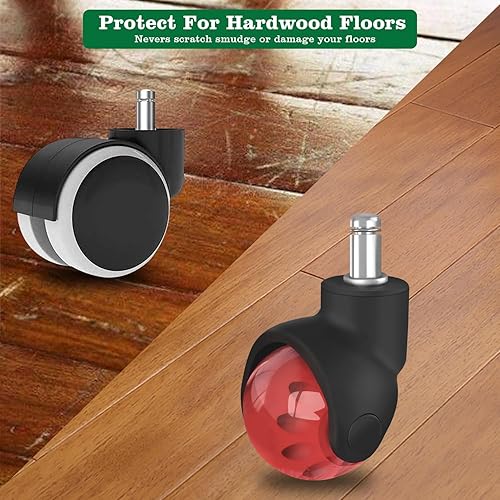 Miniatura 4 de Ruedas de repuesto para silla de oficina, ruedas de goma de 2 pulgadas para alfombras de piso de madera, juego de 5, ruedas resistentes para sillas