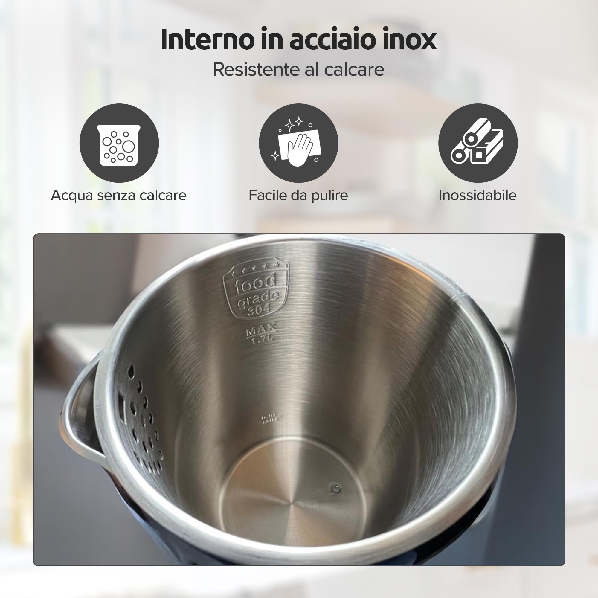 Olvy Bollitore elettrico da 1,7L senza fili, controllo della temperatura e funzione di mantenimento in caldo, doppia parete in acciaio inox Cool-Touch, filtro anticalcare – kettle elettrico 2200W