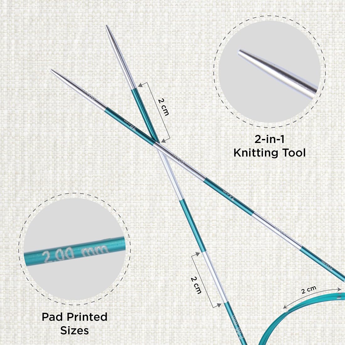 KnitPro Smartstix Fixed Circular Needles 32" (80cm) | US Size 0 (2mm)