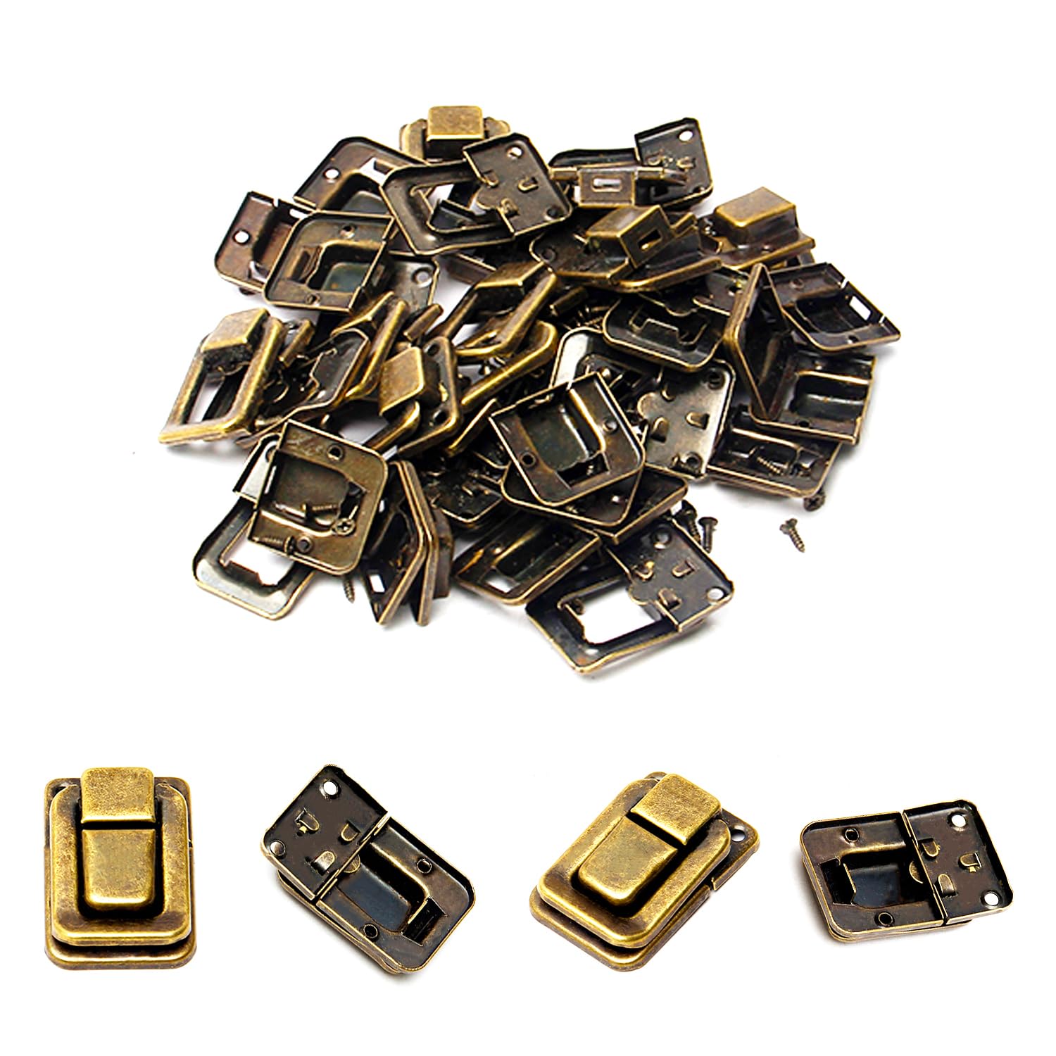 Mromax 20Pcs Toggle Catch Lock, 38Mm Retro Decorative Bronze Hasp W Screws For Suitcase Chest Trunk Latch Clasp, Pack Of 20