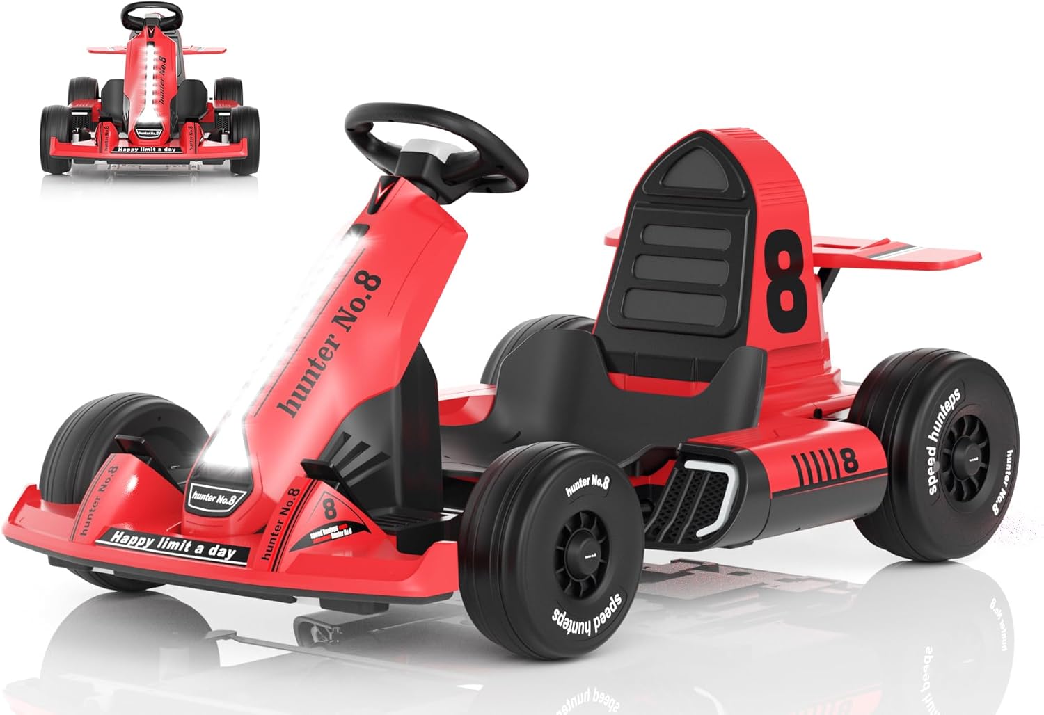 XJD 24V 7Ah Battery Electric Go Kart with Adjustable Seat, Powered Pedal Go Karts for Kids Youths Christmas Birthday Gifts for 3 Years and Up 7.5MPH (Red, 24V)