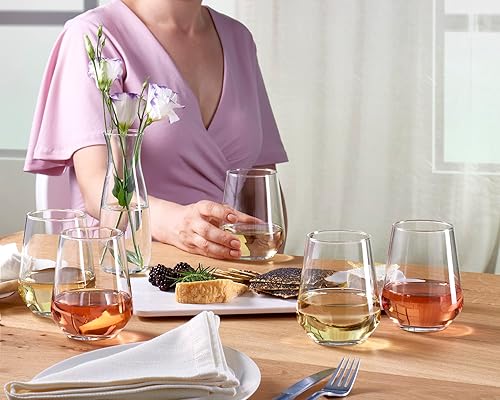 Miniatura 5 de Pasabahce Juego de copas de vino prémium de 6 a 14.4 onzas, sin tallo, juego exclusivo de vasos de vino para copas de vino tinto o blanco, juego de