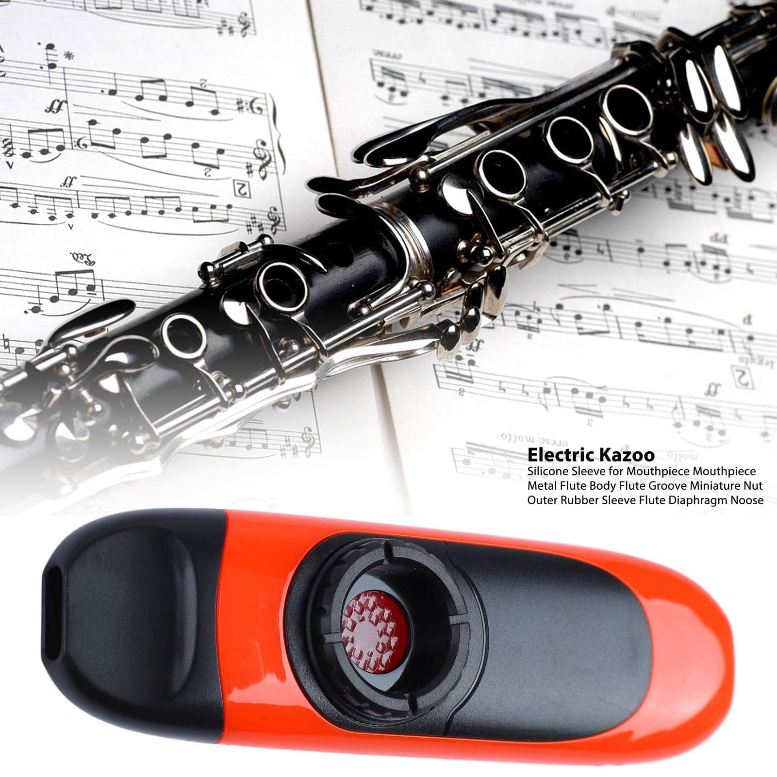 Kazoo Elettrico Professionale da 11 cm, Set Portatile Facile da Usare con Pickup a Membrana e Registratore (Arancia)