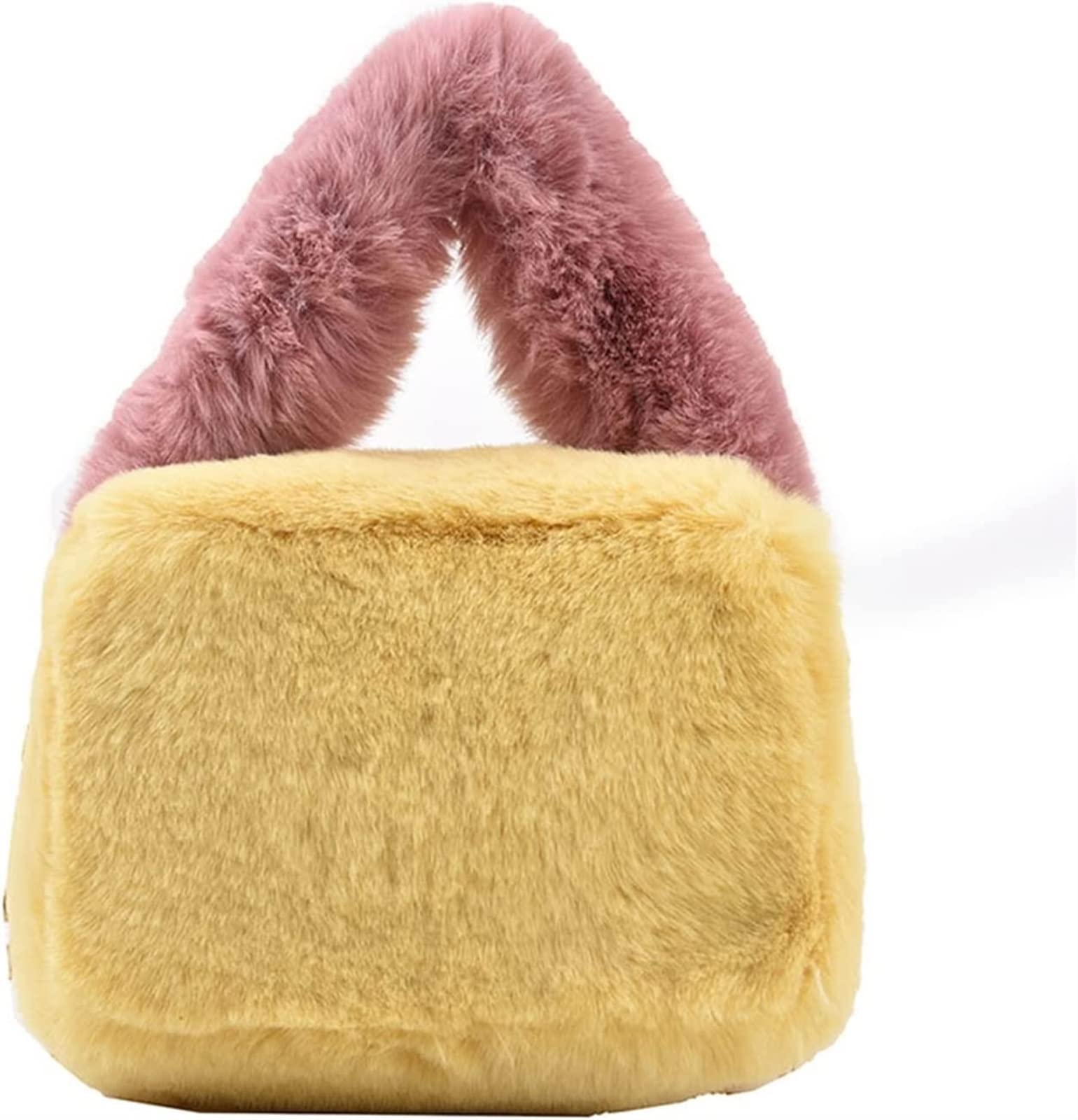 Plush Chain Women Shoulder Bag Winter Soft Crossbody Bags Messenger Bag Handbags Female Solid Color (Color : Yellow, Size : One Size)