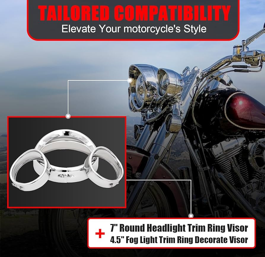 Aazon.co: 7" Headlight Tri Ring Decorate Visor + 4.5" Fog Light Tri