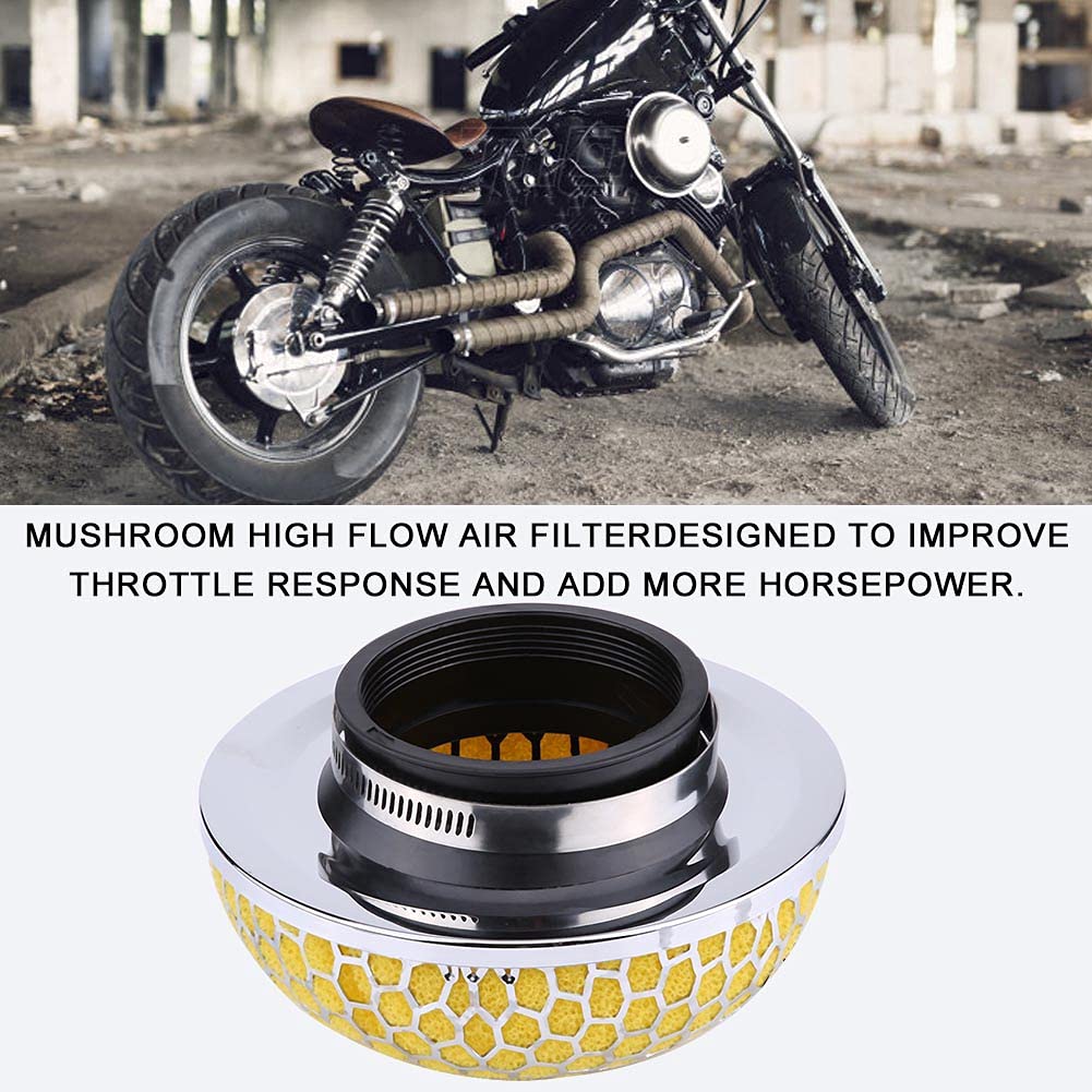 Filtro Dell'aria, Filtro di Aspirazione della Presa D'aria Dell'Auto, Schiuma di Funghi, Filtro a Fungo Hks, Garza Ad Alto Flusso, Universale (rosso), Ideale per Auto con Spazio (Giallo)