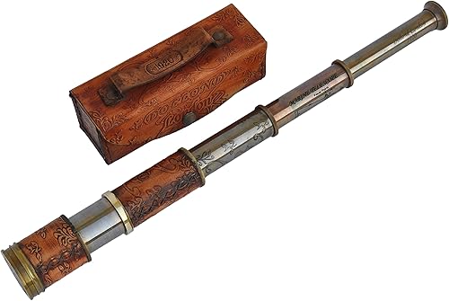 Medieval Replicas Telescopio de trabajo de latón completo de la mirada antigua de 16 pulgadasesfera decorativa de los niños de la réplica de