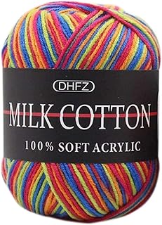 hilo de gancho, hilo de algodón tejido, 1.76 oz/bola colorida de 3 capas de hilo hecho a mano, bufanda, almohada, manta de ganchillo, hilo de algodón de leche suave, 1 paquete (3 rollos) (color: azul)