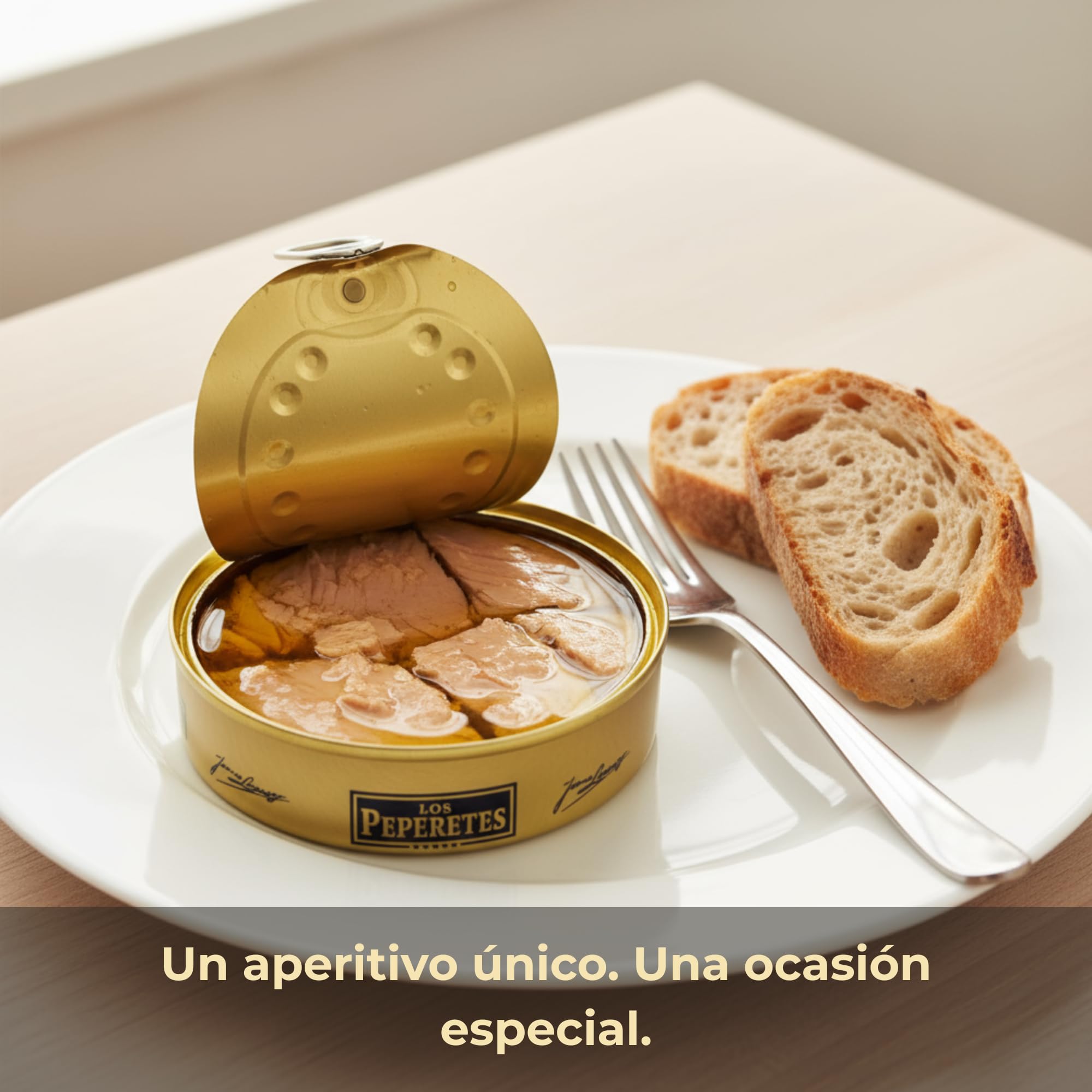 LOS PEPERETES Bonito en Aceite de Oliva 120 g | Atlantischer Gourmet-Bonito | Galicische Handwerkskonserve | Handverpackt in nativem Olivenöl Extra | Natürliches und gesundes Produkt