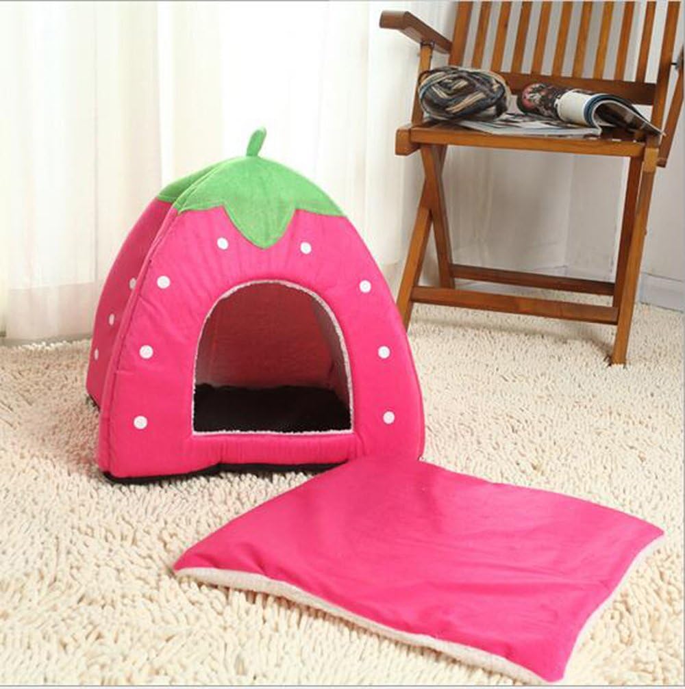 review Soft Strawberry Pet Dog Cat Nest Bed House Kennel Doggy Fashion Cushion Basket