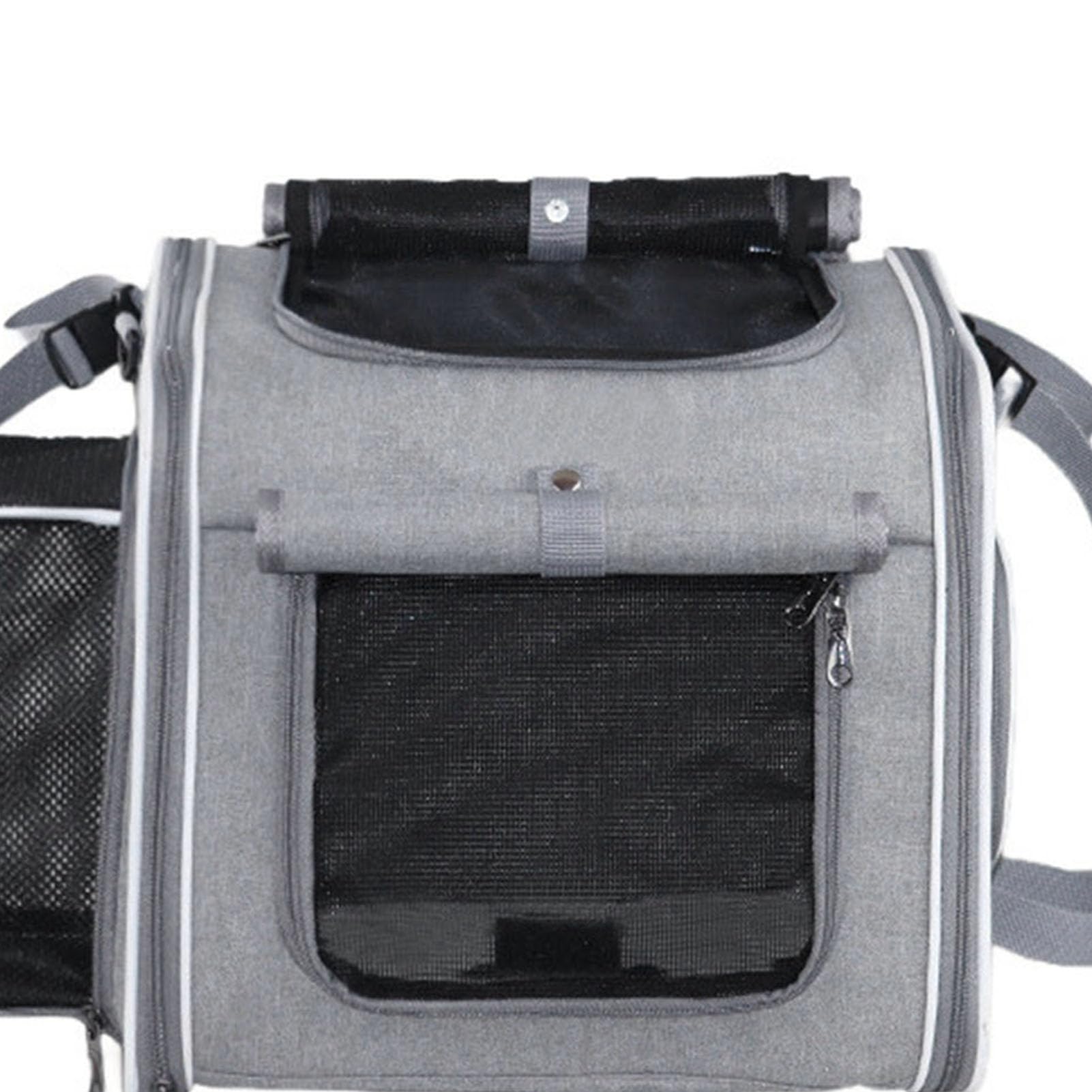 Cestino per Cani da Bici Fino a 8 Kg di Peso 4 Porte, 4 Mesh, Design Morbido Zaino Porta Animali da Bici con Finestre Robusta Struttura in Metallo Tessuto Oxford Resistente (GREY)