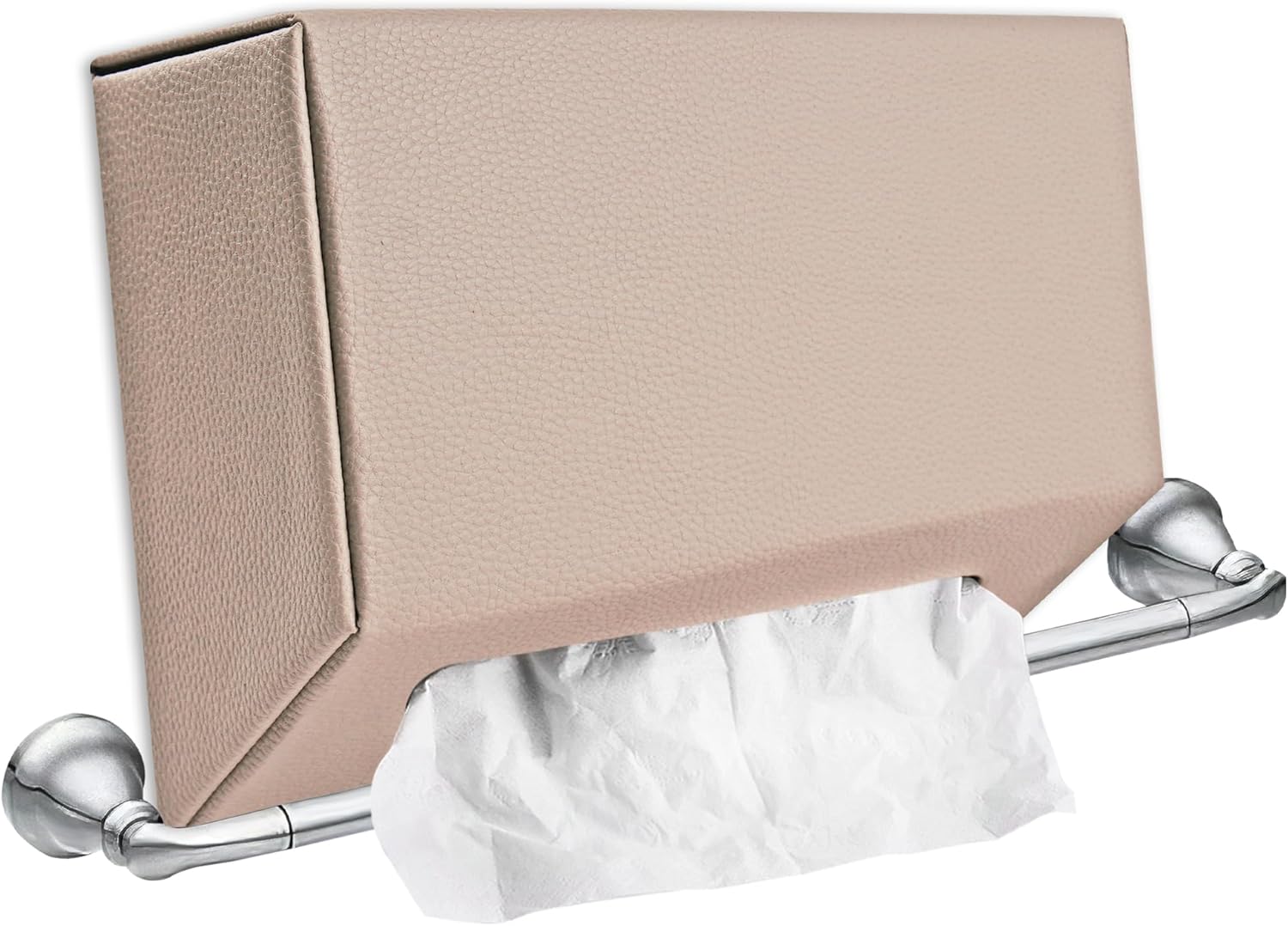 QIELIZI Hand Towels Box Cover,PU Leather Tissue Box Cover Holder Compatible with Kleenex Disposable Paper Hand Towels Suitable for Dining,Kitchen,Bathroom(1-Lychee Grey)