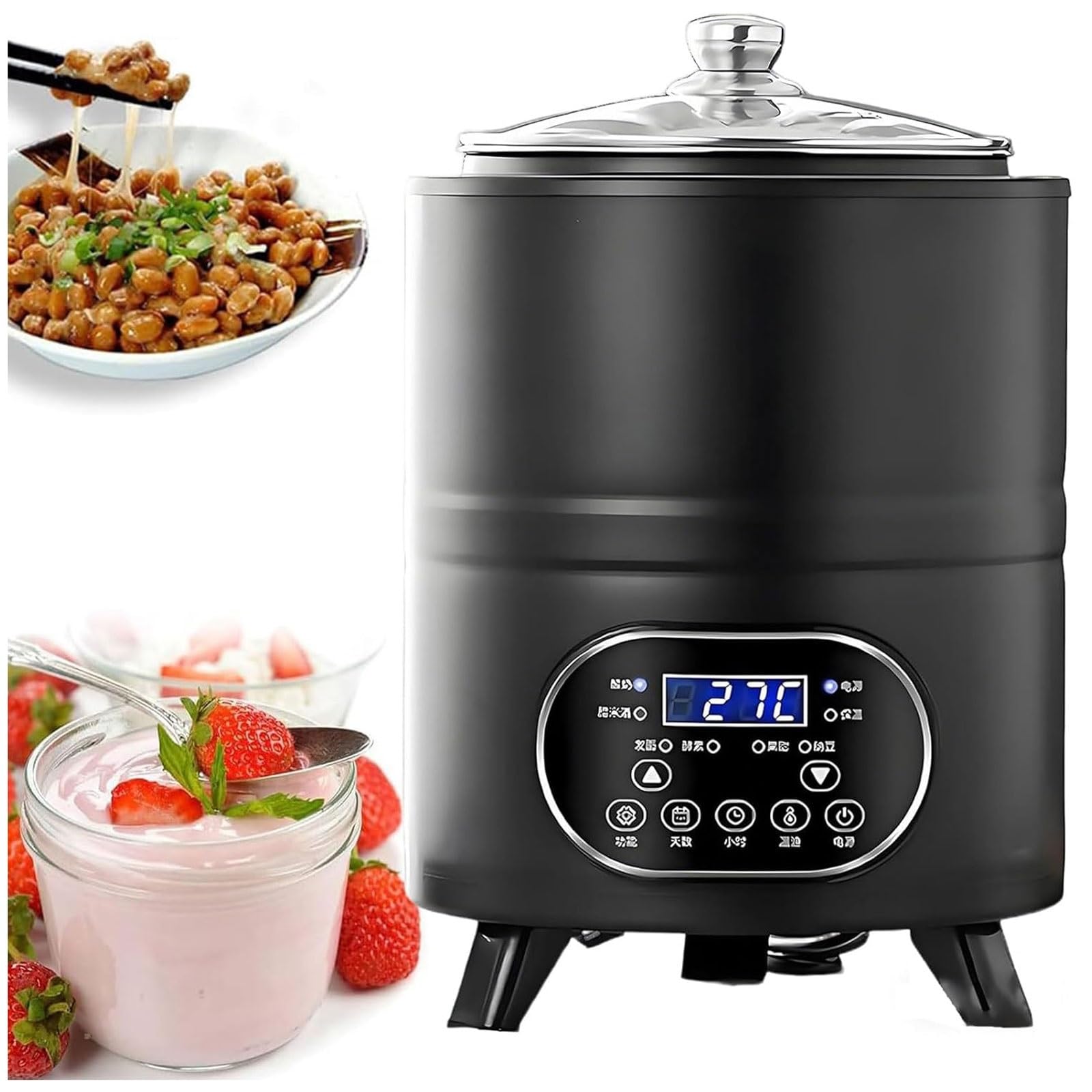 FHRKA Yogurt Maker Machine,8L/12L Stainless Steel Large Capacity Yogurt Makers with Smart Timer,Homemade Greek Yogurt (Black 12L)